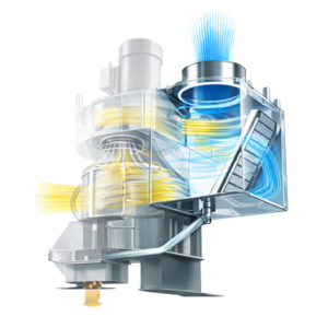 ミストコレクターのダブル分離構造(マジックセパレーター+アフターセパレーター)により微細ミストの捕集効率を向上させる仕組み